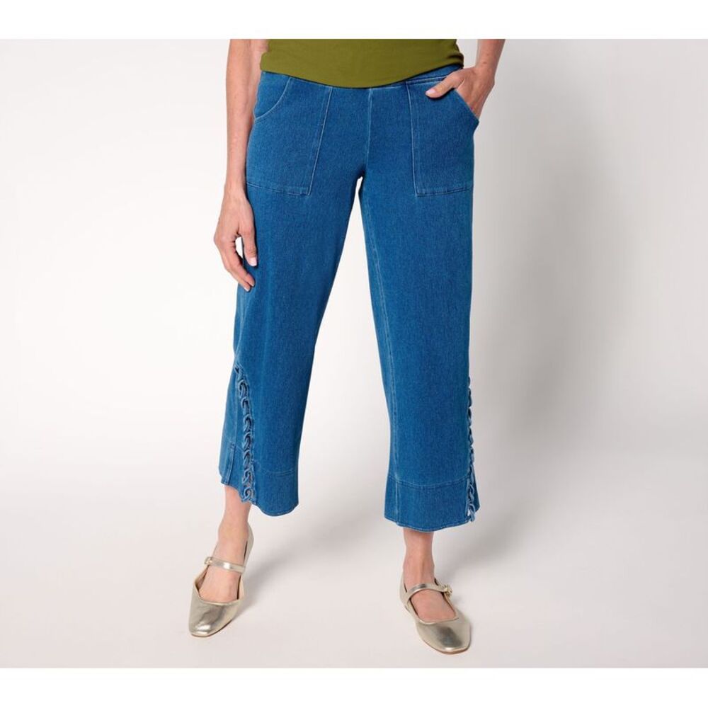 Women Control Women's Plus Sz Pants 1X Prime Crop Blue